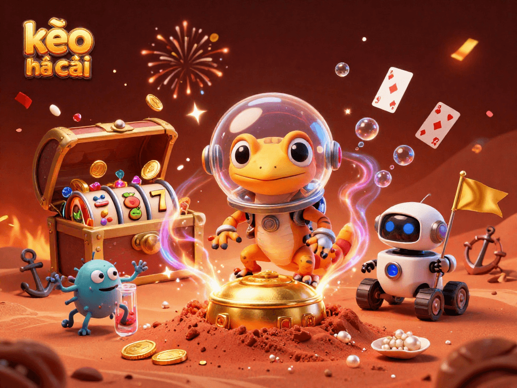 Experience thrilling gameplay with kèo nhà cái in a vibrant 3D casino scene filled with treasure and excitement.