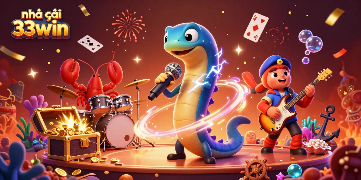 Engage with the dynamic world of nhà cái 33win, featuring an underwater casino scene with vibrant characters.