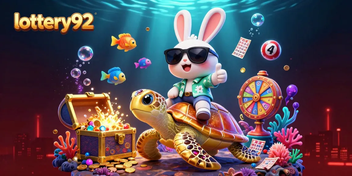 Engage with lottery92 excitement, featuring a lucky rabbit and treasure-filled scene.