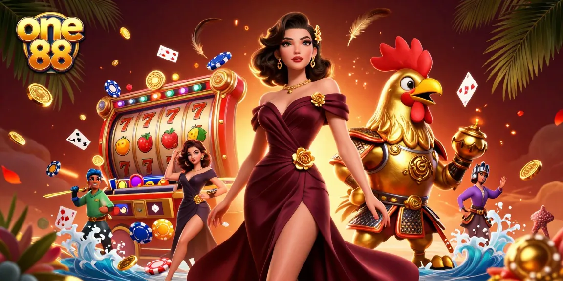 Spin and win at one 88 with glamorous characters and vibrant casino elements