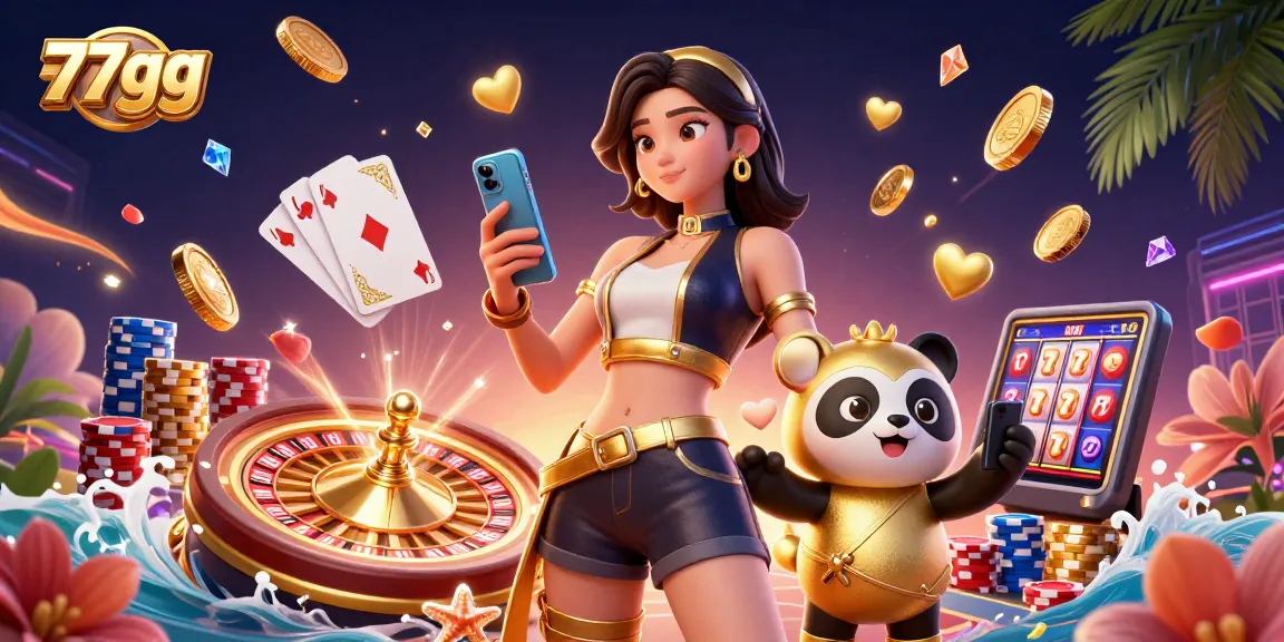 Experience thrilling gameplay with 77gg, featuring slots, roulette, and vibrant casino visuals.