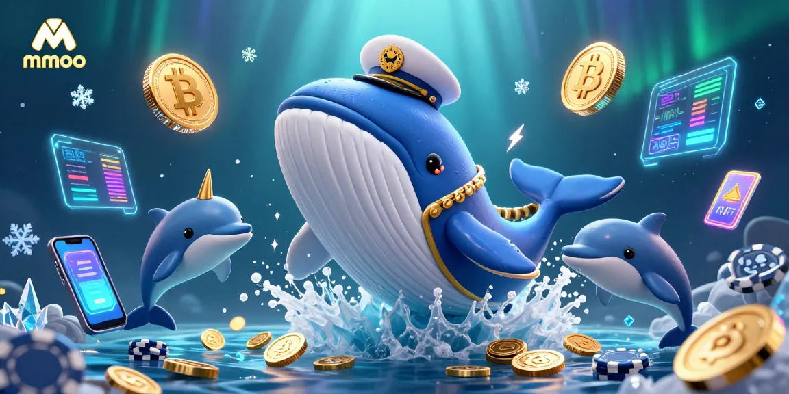Experience thrill with mmoo's vibrant underwater casino scene featuring a whale, narwhal, and dolphins.