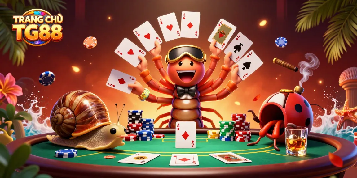 Engage with TRANG CHỦ TG88's thrilling casino atmosphere featuring a vibrant 3D cartoon dealer and high-rollers.