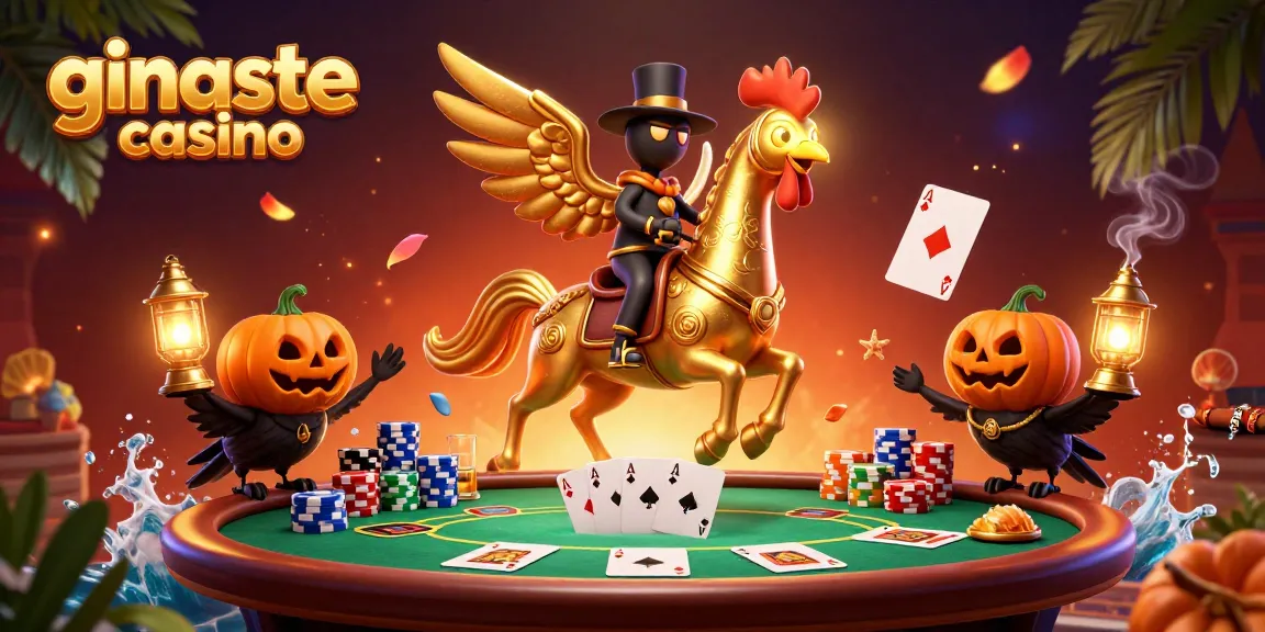 Experience the excitement of ginaste casino with a vibrant 3D illustration showcasing poker action.