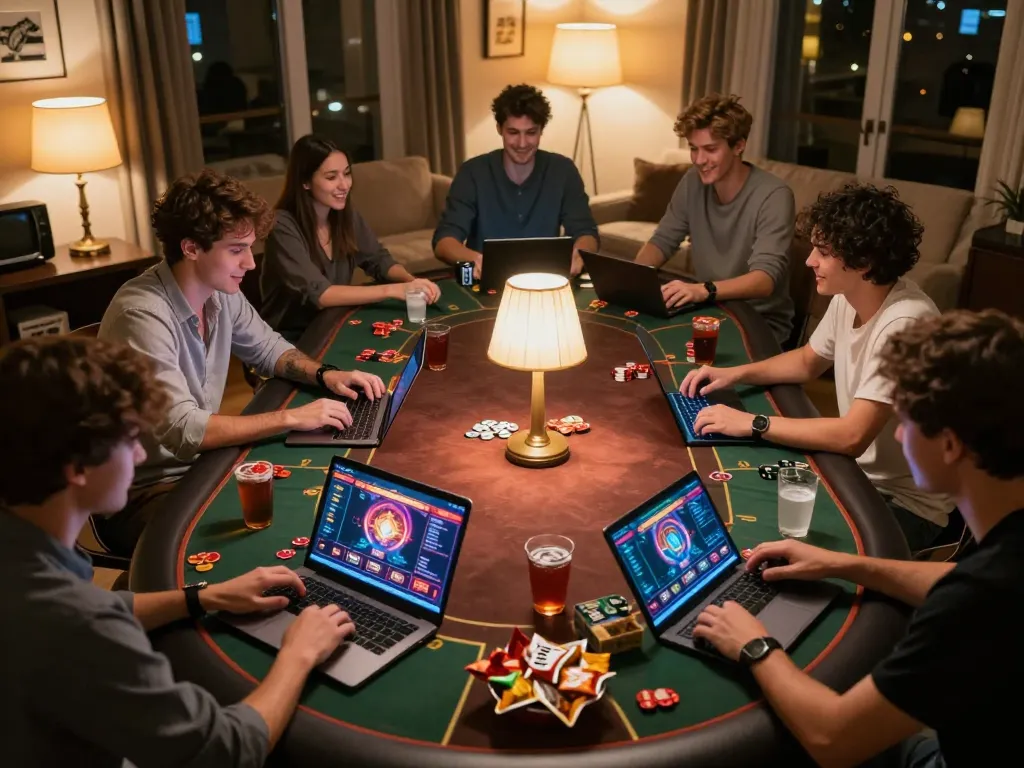 Jogadores interagindo com as interfaces de jogos da 668bet em casa, mostrando empolgação com o jogo online