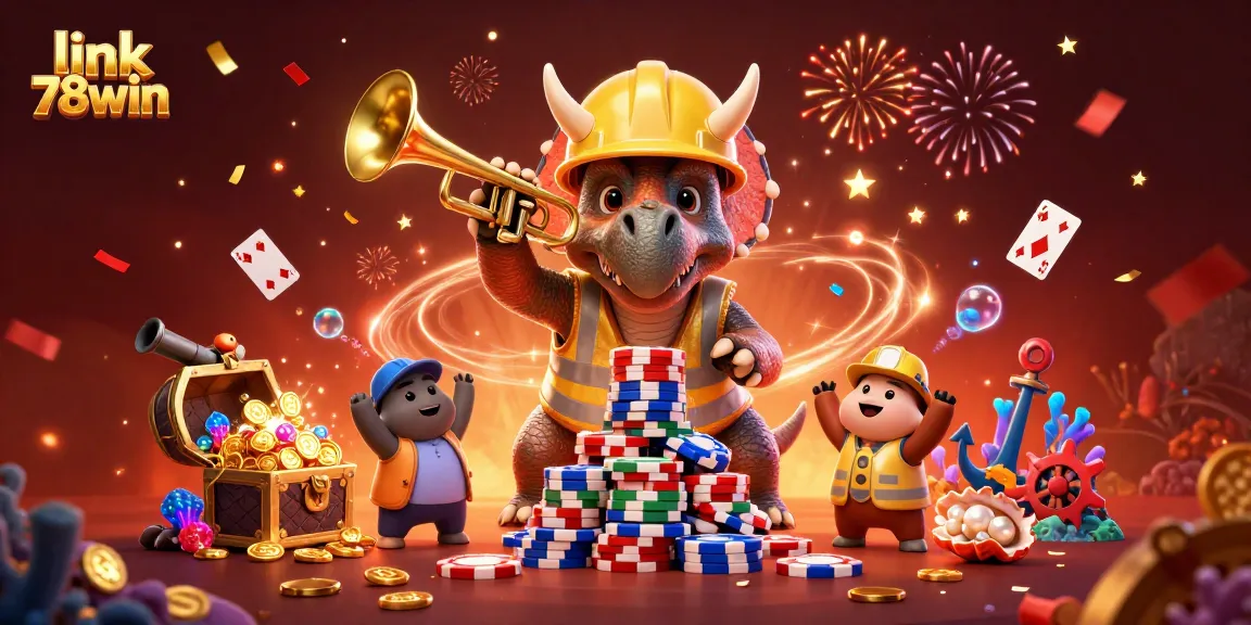 Engage in thrilling gaming with link 78win amidst a dynamic casino celebration scene.