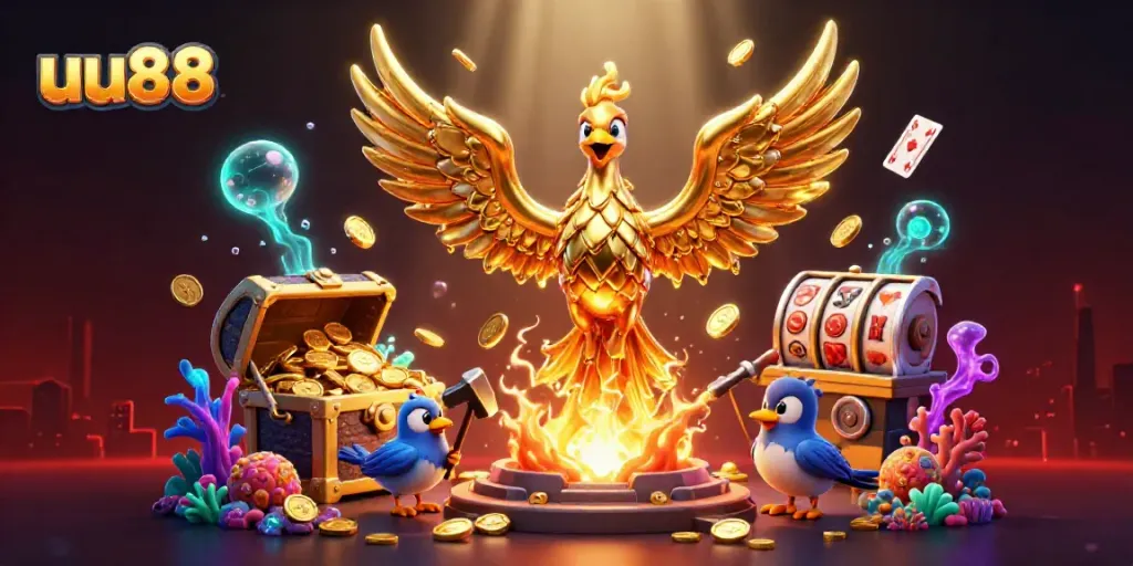 Engage in thrilling action at uu88 with molten phoenix and dynamic gaming elements in a rich casino scene.