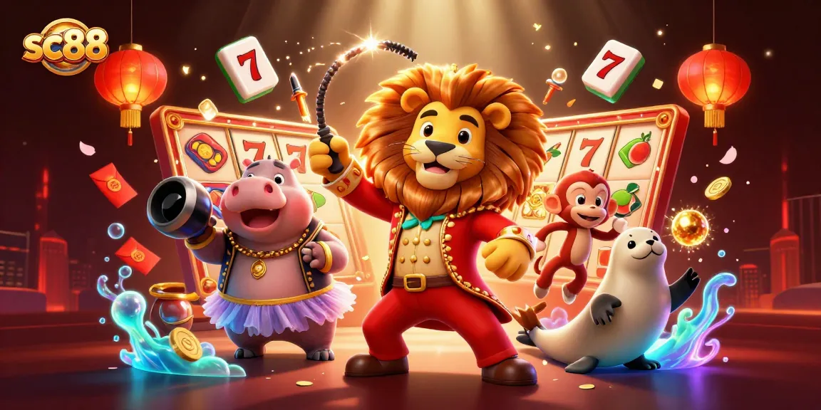Spin the slots and celebrate winnings with sc88's exciting casino adventure featuring vibrant characters and lively symbols.