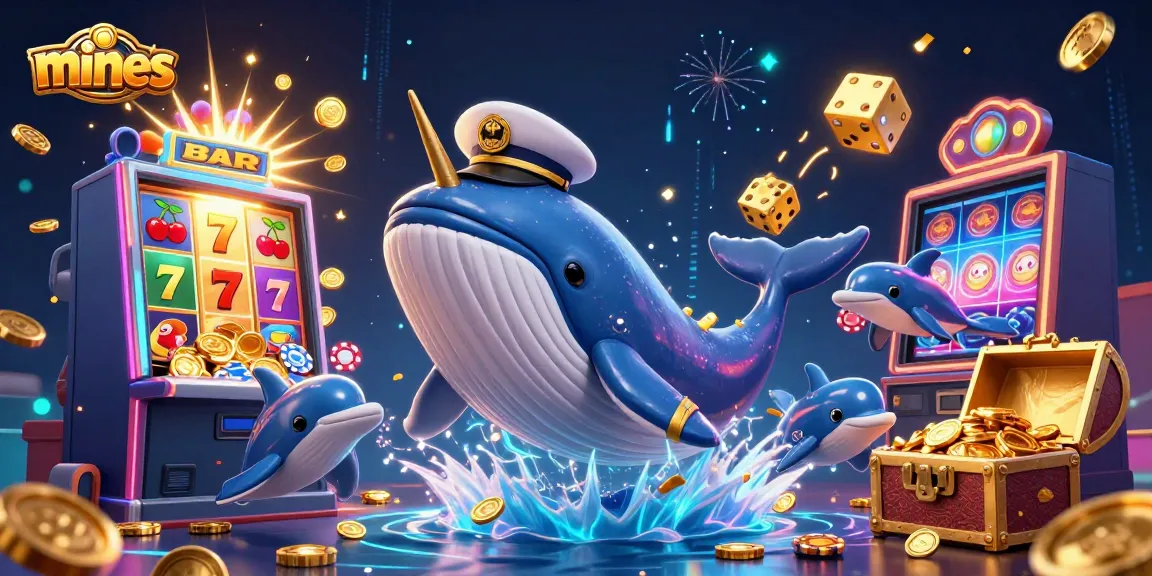 Experience the thrills of mines betting with playful dolphins and a majestic whale amidst a jackpot explosion.