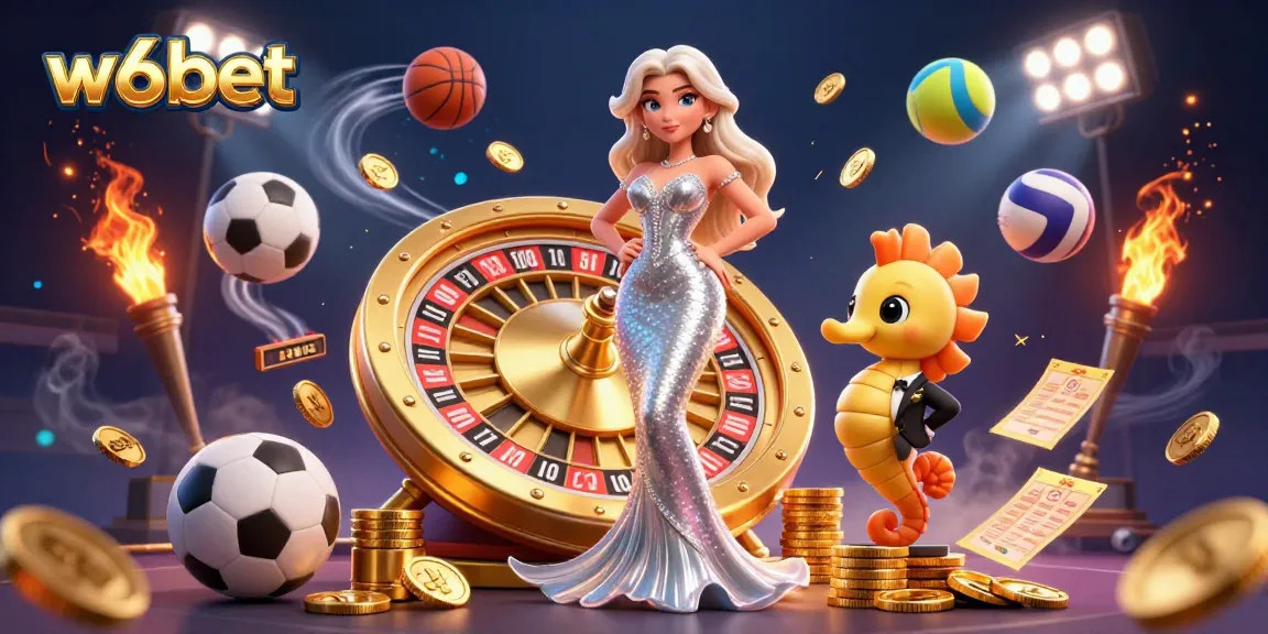 Experimente a emoção do cassino w6bet com uma deslumbrante roleta 3D e elementos de jogo envolventes.