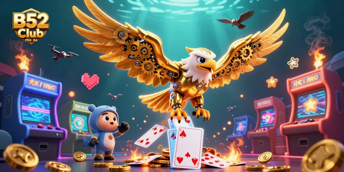 Experience thrilling gameplay with B52 Club chính thức as a golden eagle dives through exciting casino elements.
