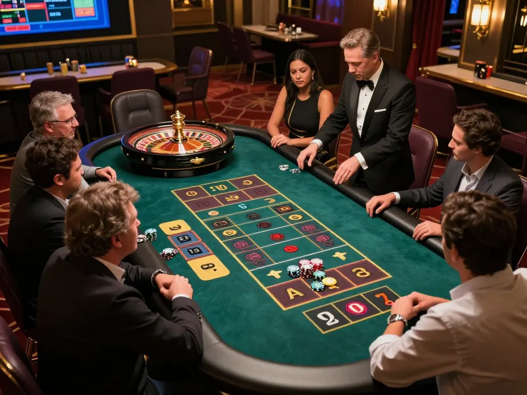 Engaging players at King33's live dealer roulette table with vibrant chips and a professional dealer.
