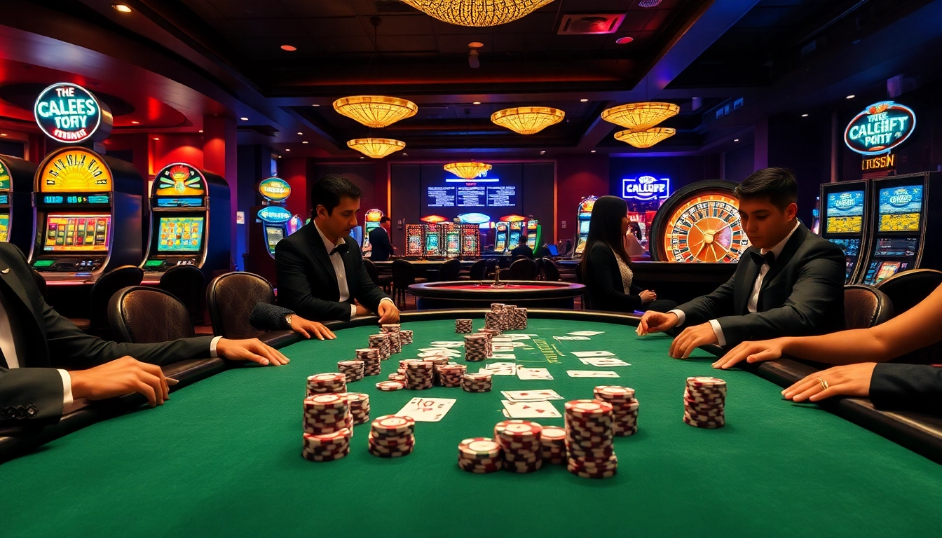 High-stakes poker game at 789f, showcasing professional players and vibrant casino atmosphere.