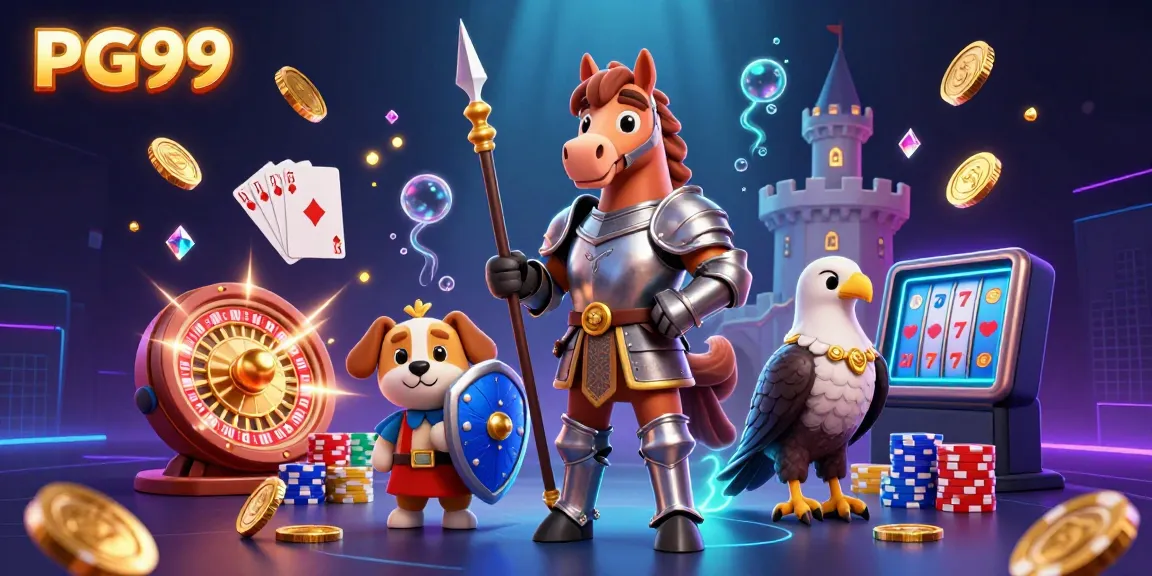 Engage with PG99 in a vibrant casino-themed adventure featuring dynamic characters and elements.