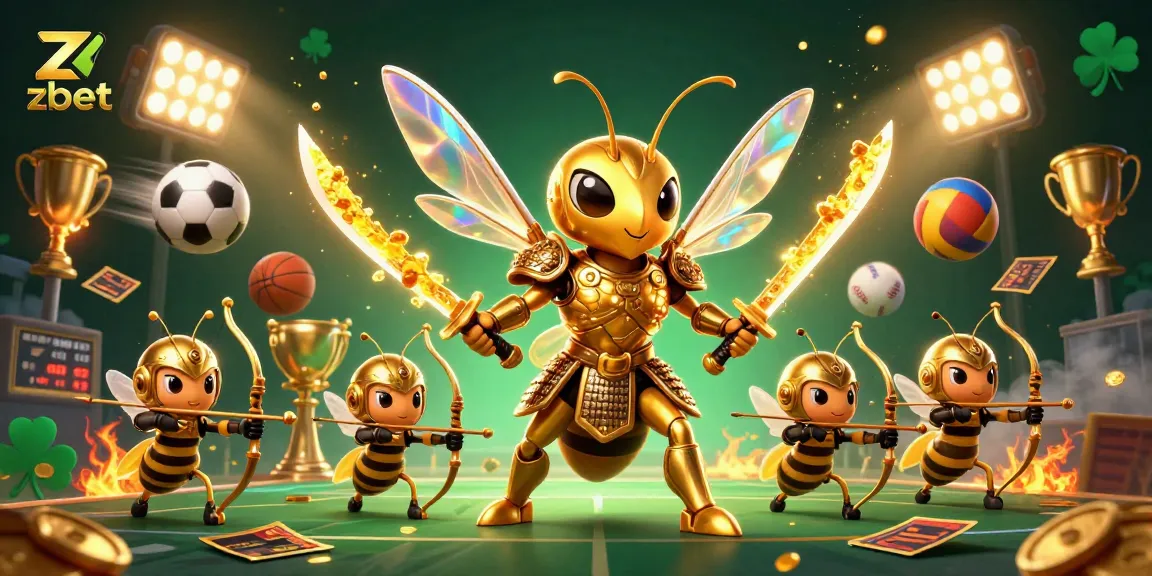 Experience thrilling sports bets with zbet in this vibrant 3D cartoon illustration.