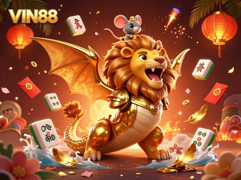 Experience vibrant gameplay with VIN88 in this ultra-detailed 3D casino illustration.