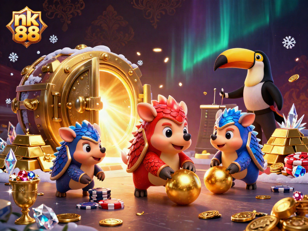 Engage with thrilling gameplay at nk 88, featuring vibrant pangolin characters and treasure-filled casino elements.