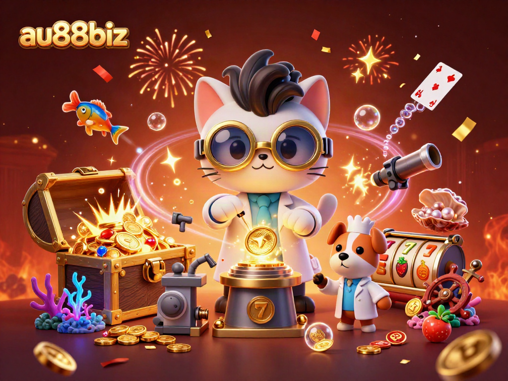 Experience exciting gaming adventures at au88biz with a vibrant casino scene full of dynamic elements.