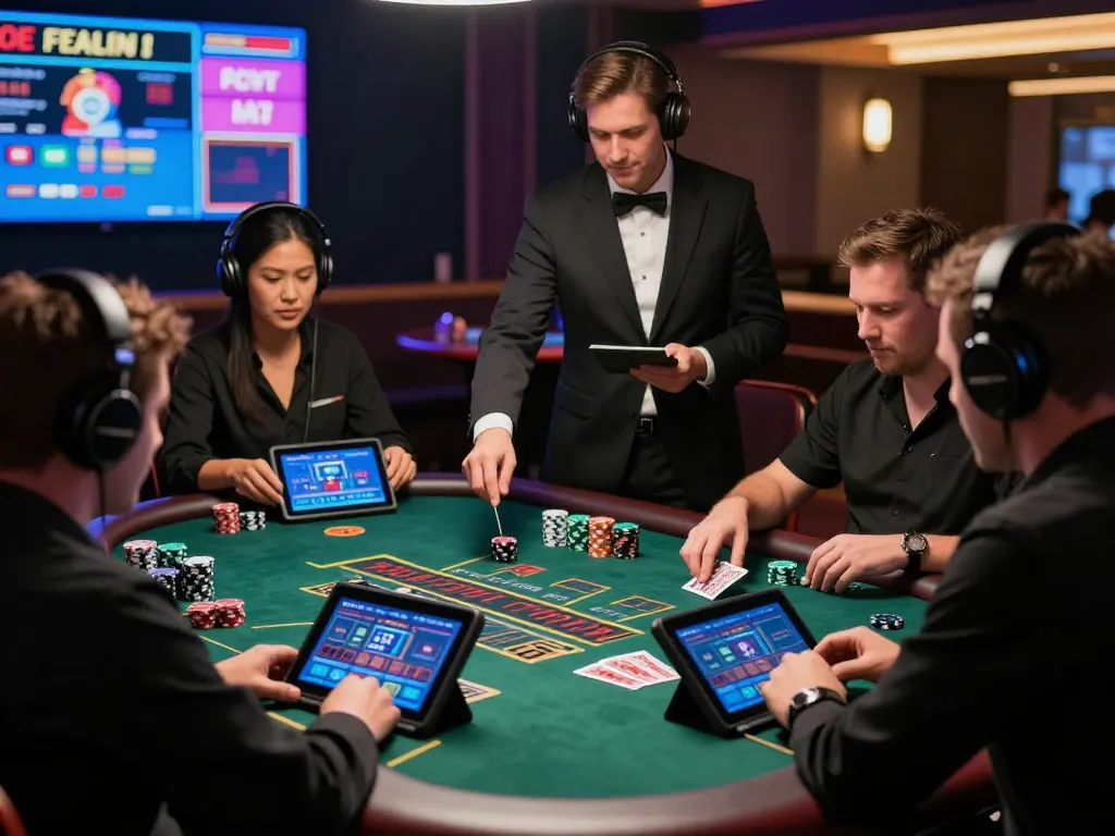 33nn players enjoying an engaging live dealer blackjack game, showcasing a modern online gaming atmosphere.