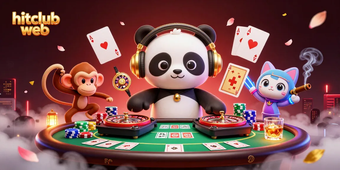 Join the excitement of hitclub web with vibrant characters and dynamic casino-themed elements.