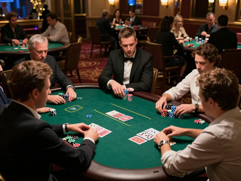Engaging poker game scene showing players immersed in action at 27G casino table