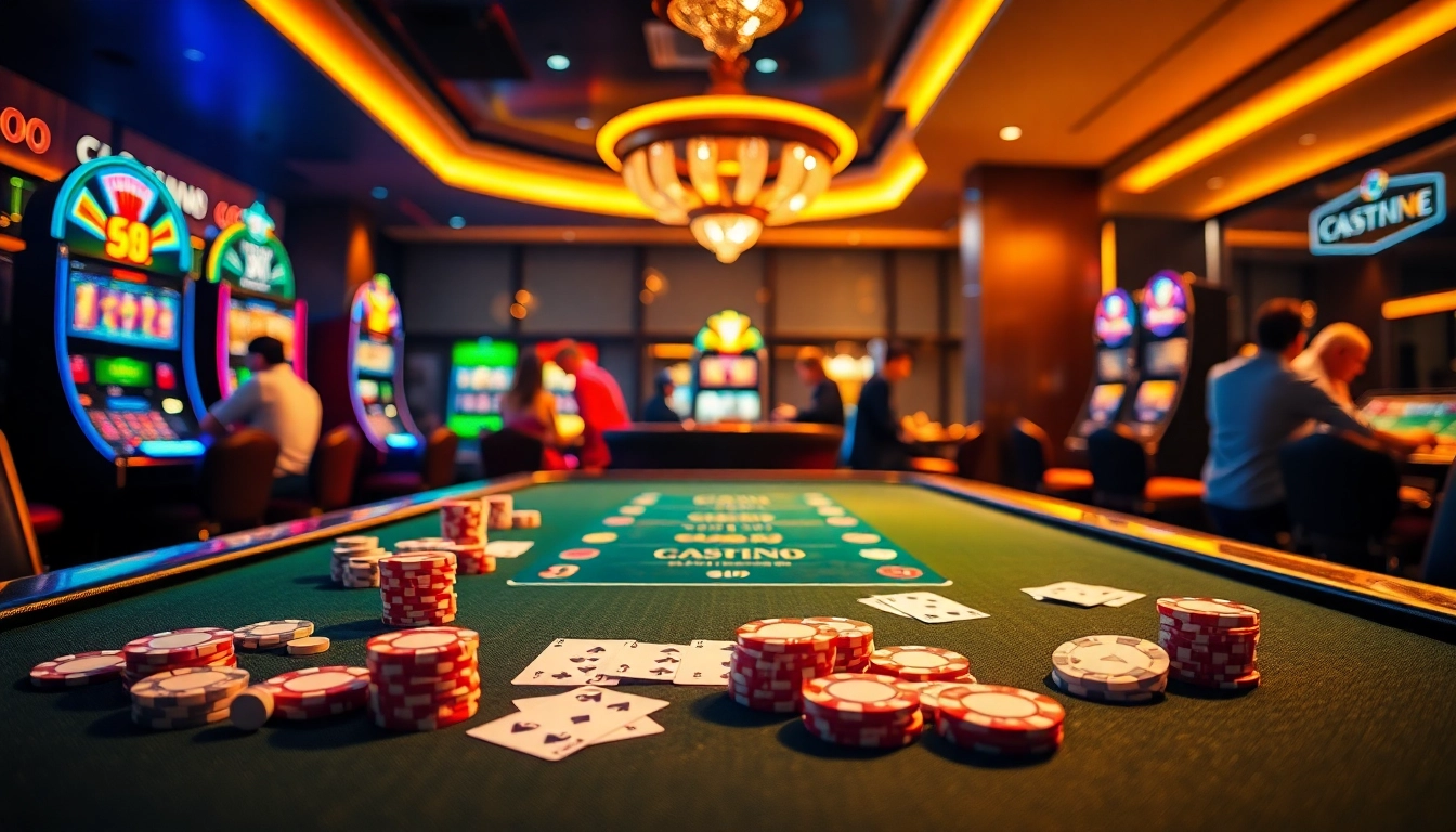 GG88 gaming experience with vibrant casino atmosphere featuring chips, cards, and a roulette wheel.