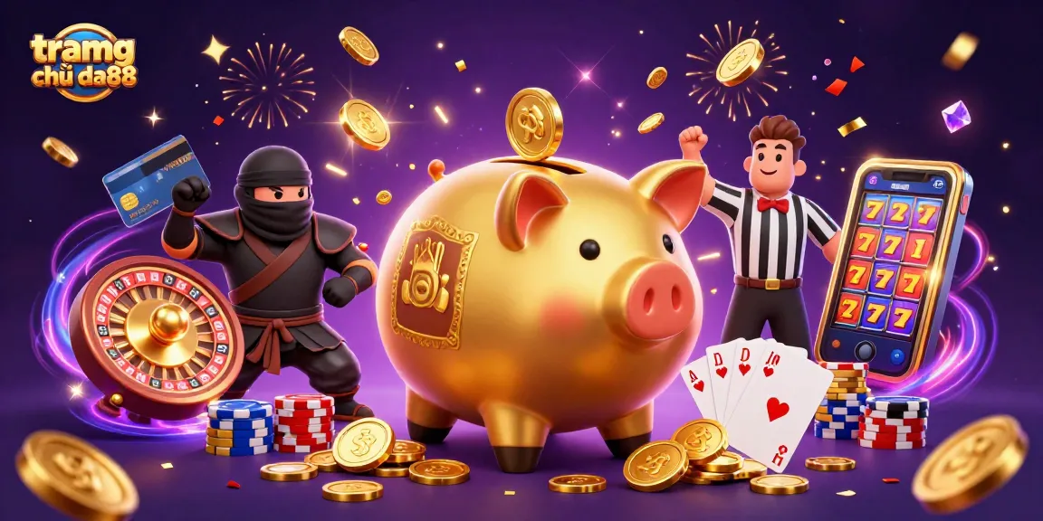 Experience the thrilling action at tramg chủ da88 with our lively casino characters in a rich, colorful scene.