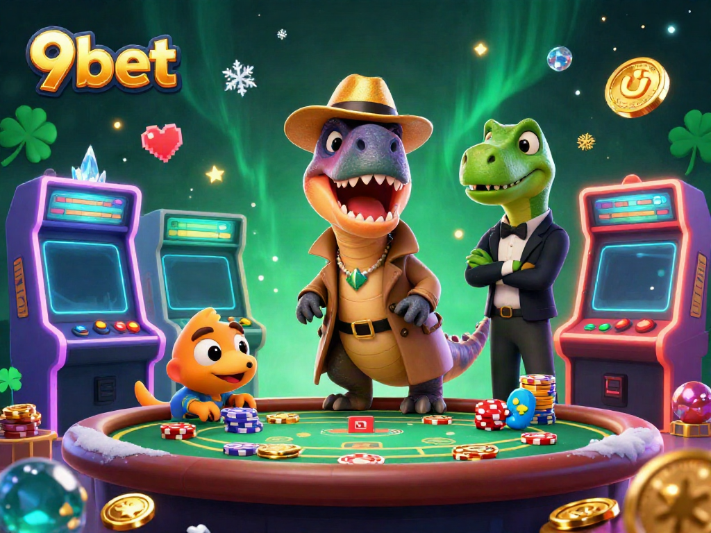 Experience the thrilling casino action at 9bet with colorful games and animated characters.