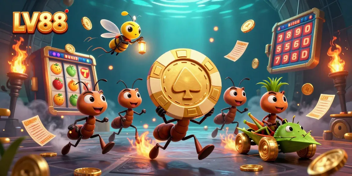 Experience thrilling gameplay at LV88 with a daring crew of ants heisting a giant poker chip.