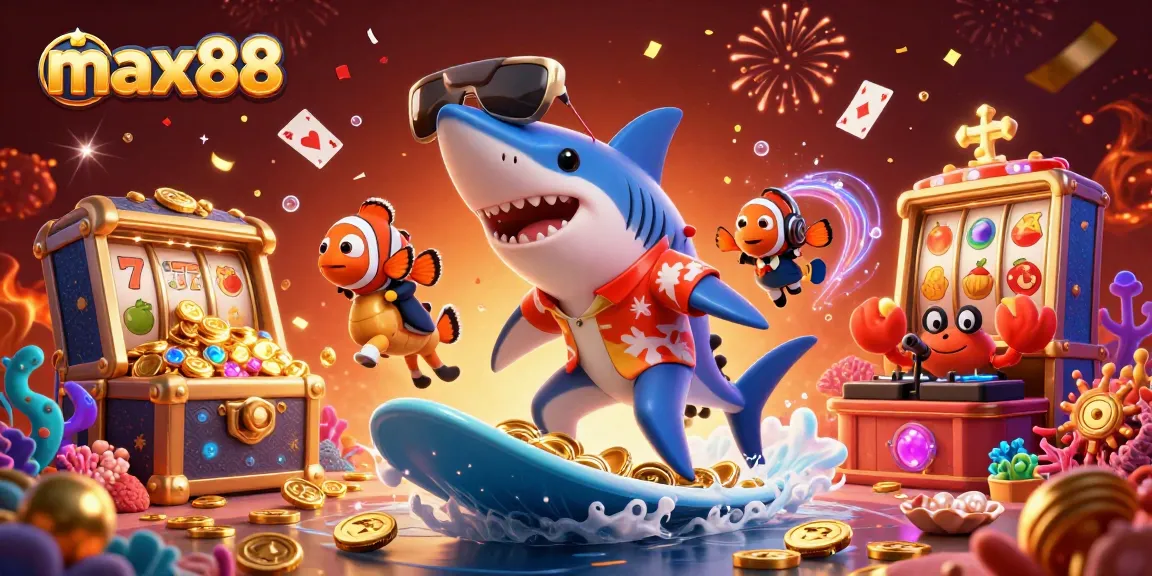 Experience thrilling wins with max88 in a vibrant casino-inspired ocean scene filled with excitement.