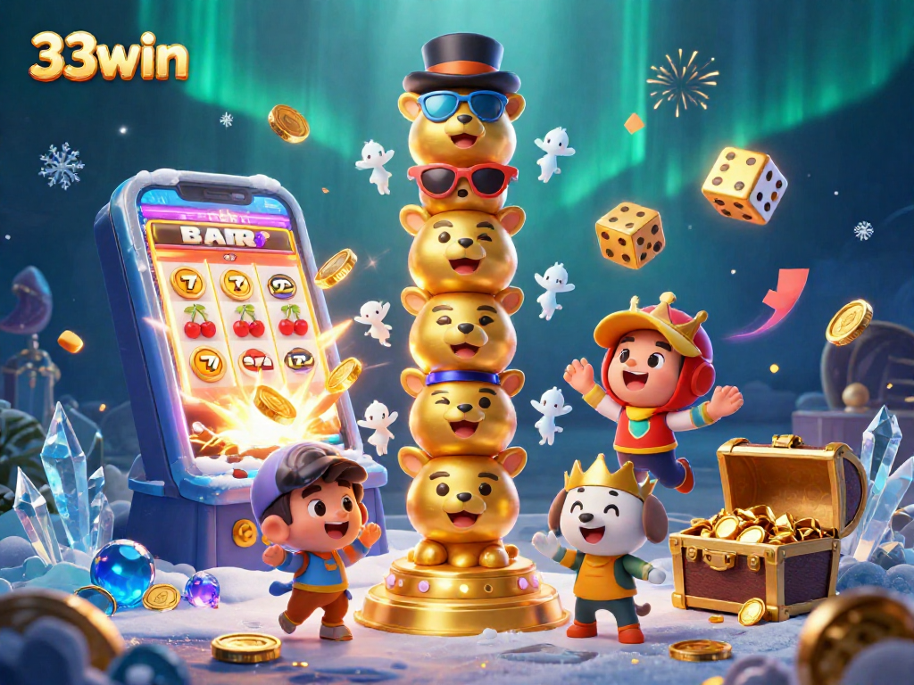 Engage with 33win's vibrant casino world featuring dynamic 3D characters and thrilling game elements.