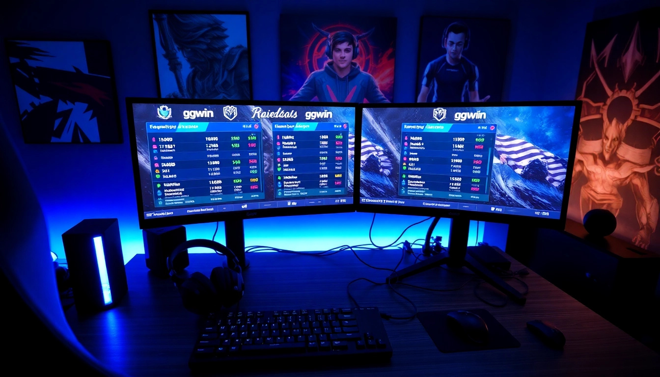 Engaging ggwin betting experience showcased with high-tech gaming setup and live odds.