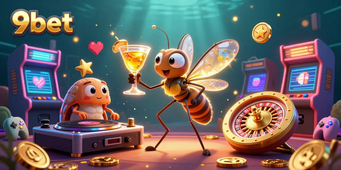 Experience the excitement of 9bet with game elements around cartoon mascots coming to life, blending casino and gaming.