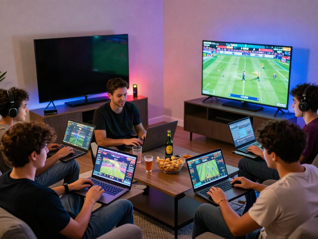 Exciting online gaming with friends on laptops and mobiles, showcasing ta88 entertainment experience.