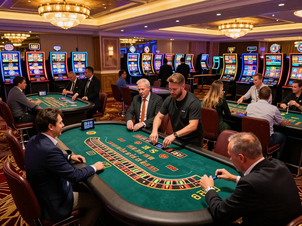 Players engaging at 58ff casino tables, showcasing vibrant gaming atmosphere.