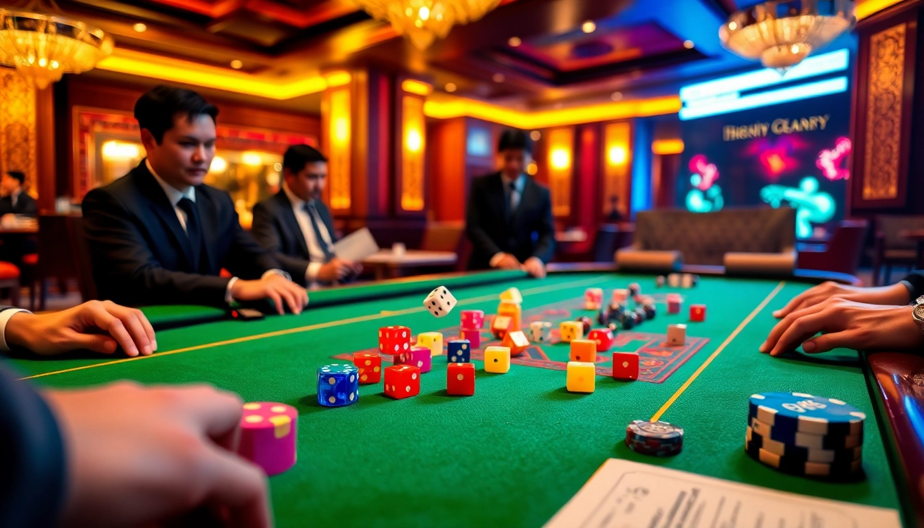 Experience the thrill of Tài Xỉu MD5 with dynamic dice rolling and vibrant casino ambiance.