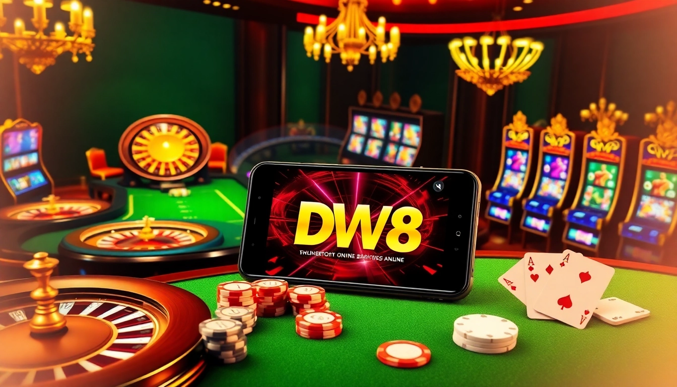 Players enjoying a thrilling gaming experience on DW8 with vibrant casino elements.