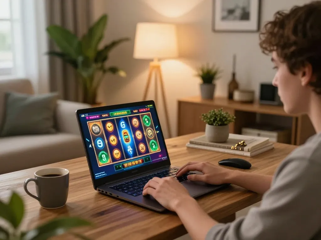 Engaging in online slot games at home using the 789win link with a cozy and stylish setup.