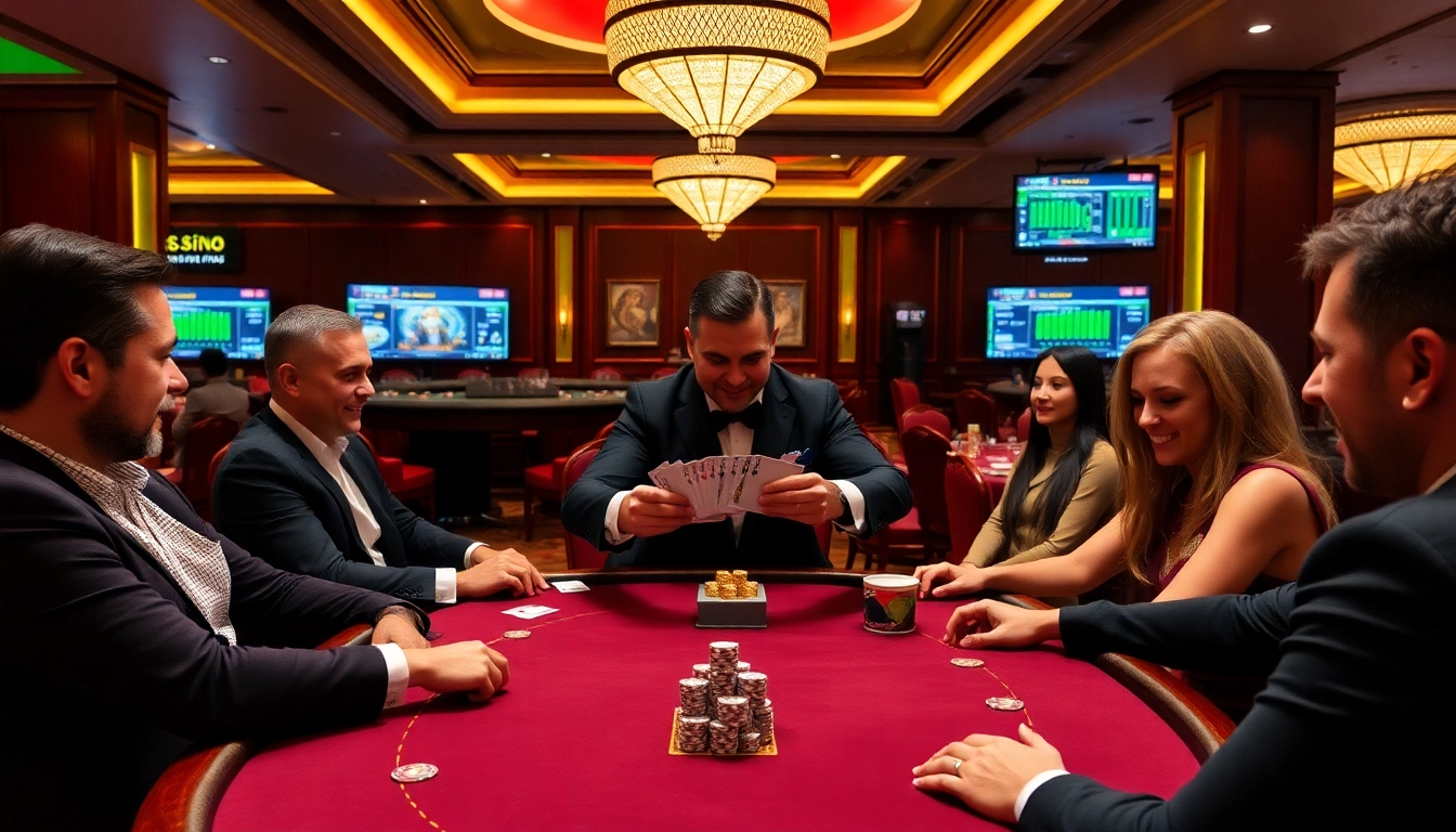 Experience thrilling gameplay at Hi88 Casino with players at an elegant poker table.