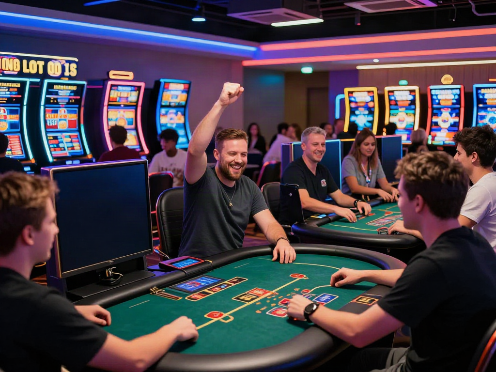 Exciting DU88 online casino gaming scene with diverse players celebrating wins.