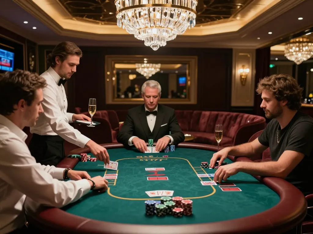 Experience the exclusive atmosphere of 789win vip with players enjoying high-stakes poker surrounded by luxury.