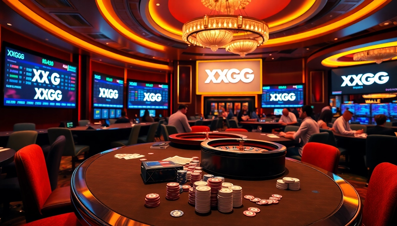 Players engaging in thrilling bets at the XXGG casino table filled with vibrant cards and chips.