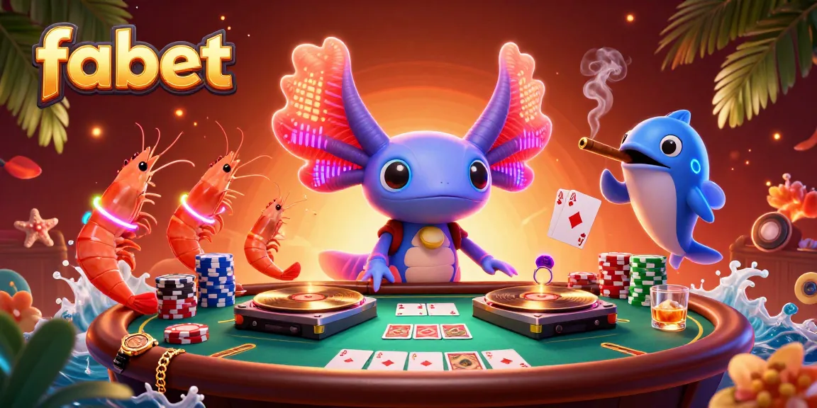 fabet shines with a dynamic poker scene featuring vibrant creatures in a lively underwater casino