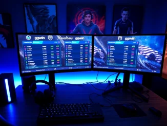 Engaging ggwin betting experience showcased with high-tech gaming setup and live odds.