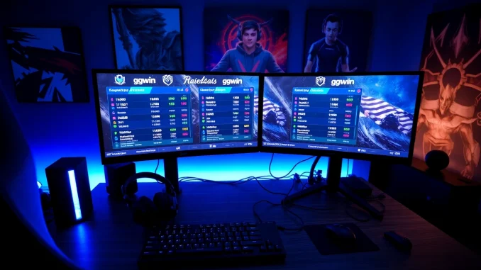 Engaging ggwin betting experience showcased with high-tech gaming setup and live odds.